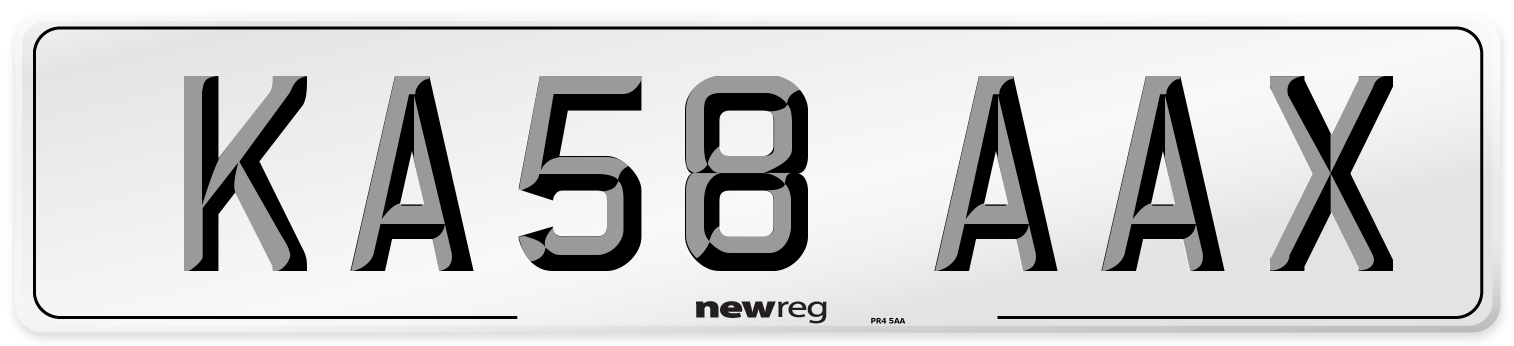 KA58 AAX Number Plate from New Reg